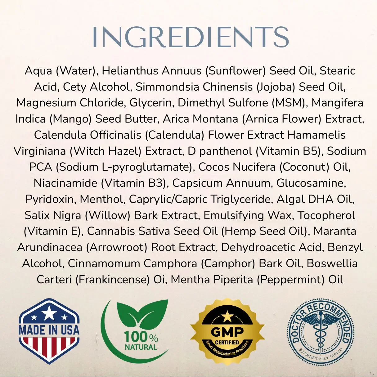 Nerve Balm™ Neuropathy Cream Ingredients