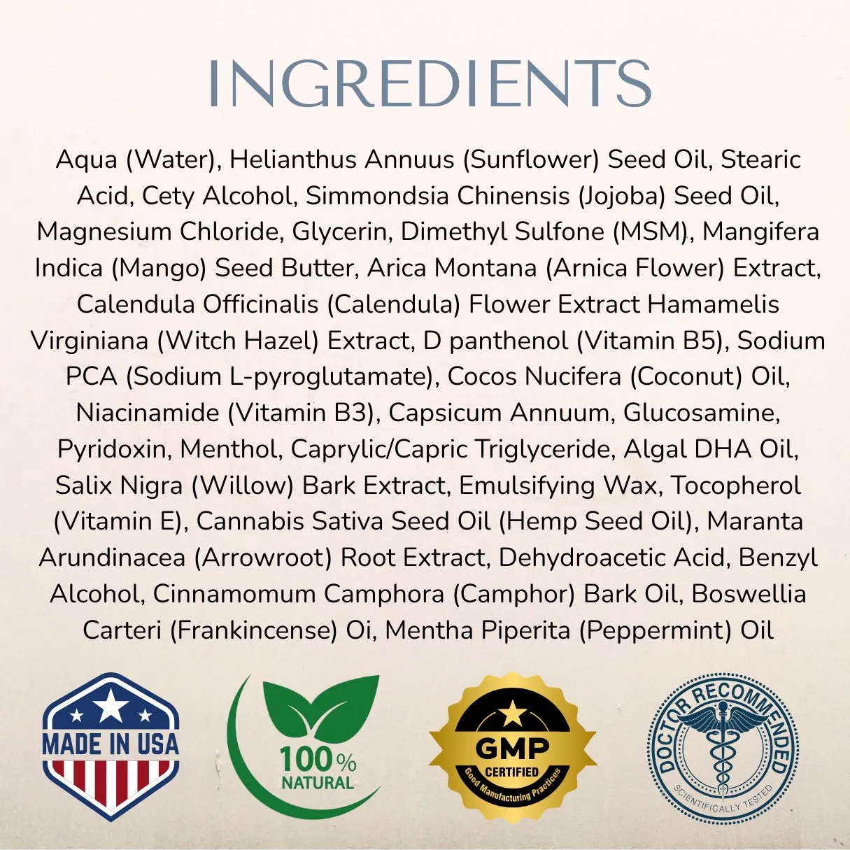 Nerve Balm™ Neuropathy Cream Ingredients
